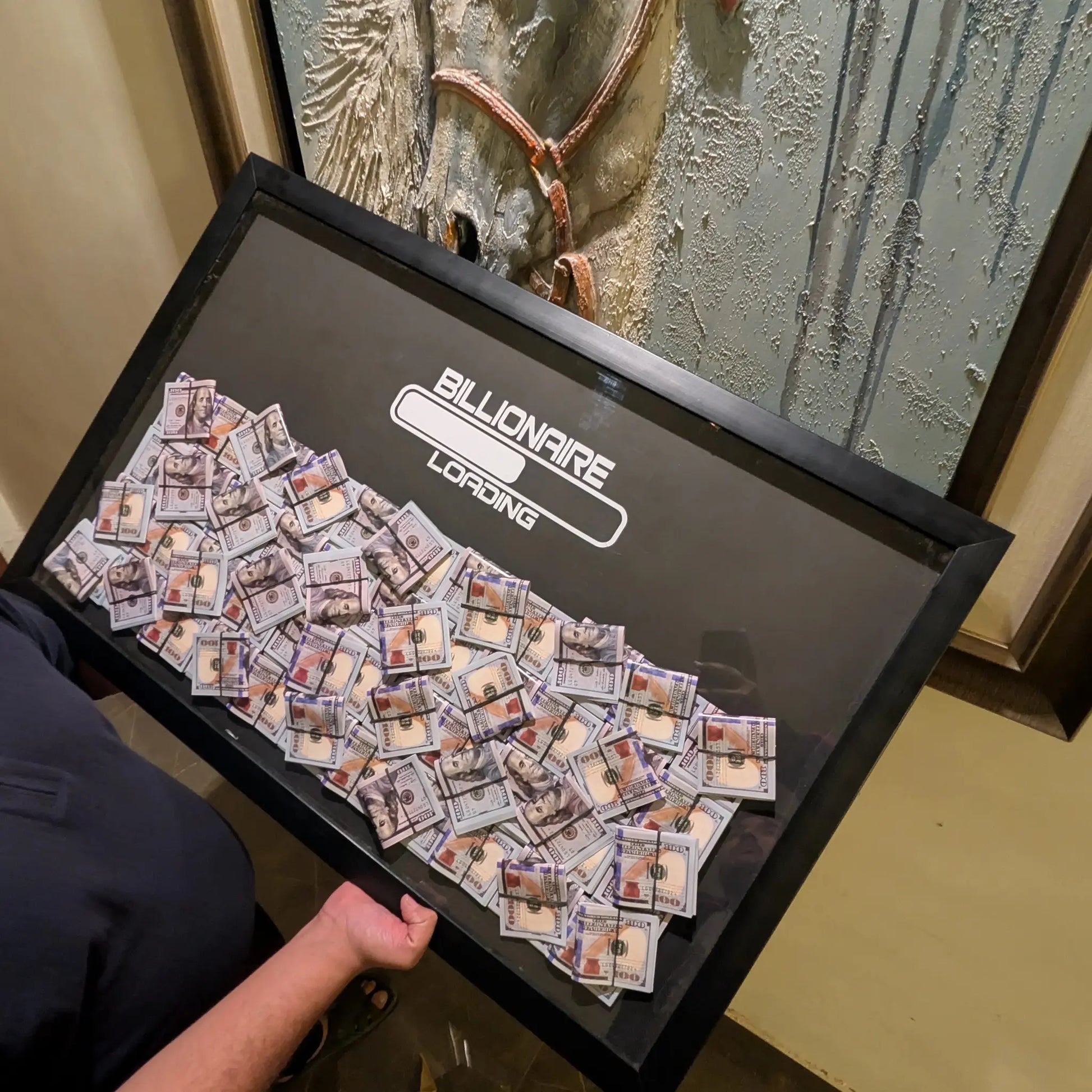 BILLIONAIRE Dollars Stacked 3D Frame [ 3ftx2ft ] - USD (20 % OFF) - MINDSTONE
