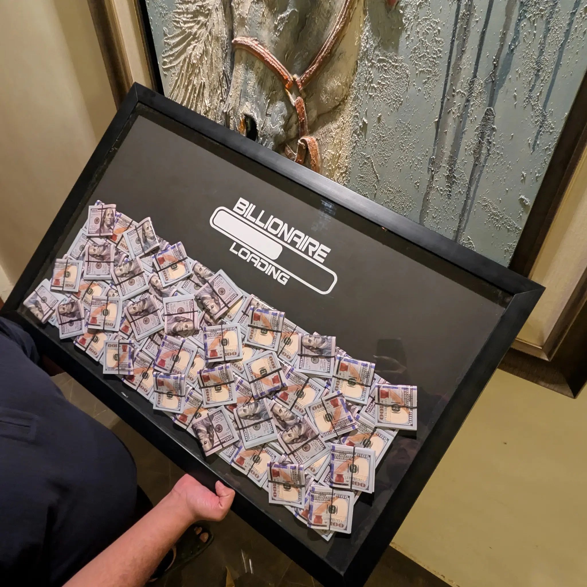 BILLIONAIRE Dollars Stacked 3D Frame [ 3ftx2ft ] - USD (20 % OFF) - MINDSTONE