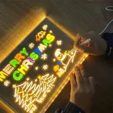 Light Up Acrylic Message Board Rewritable Message Lamp With 7 Colorful Pens - MINDSTONE